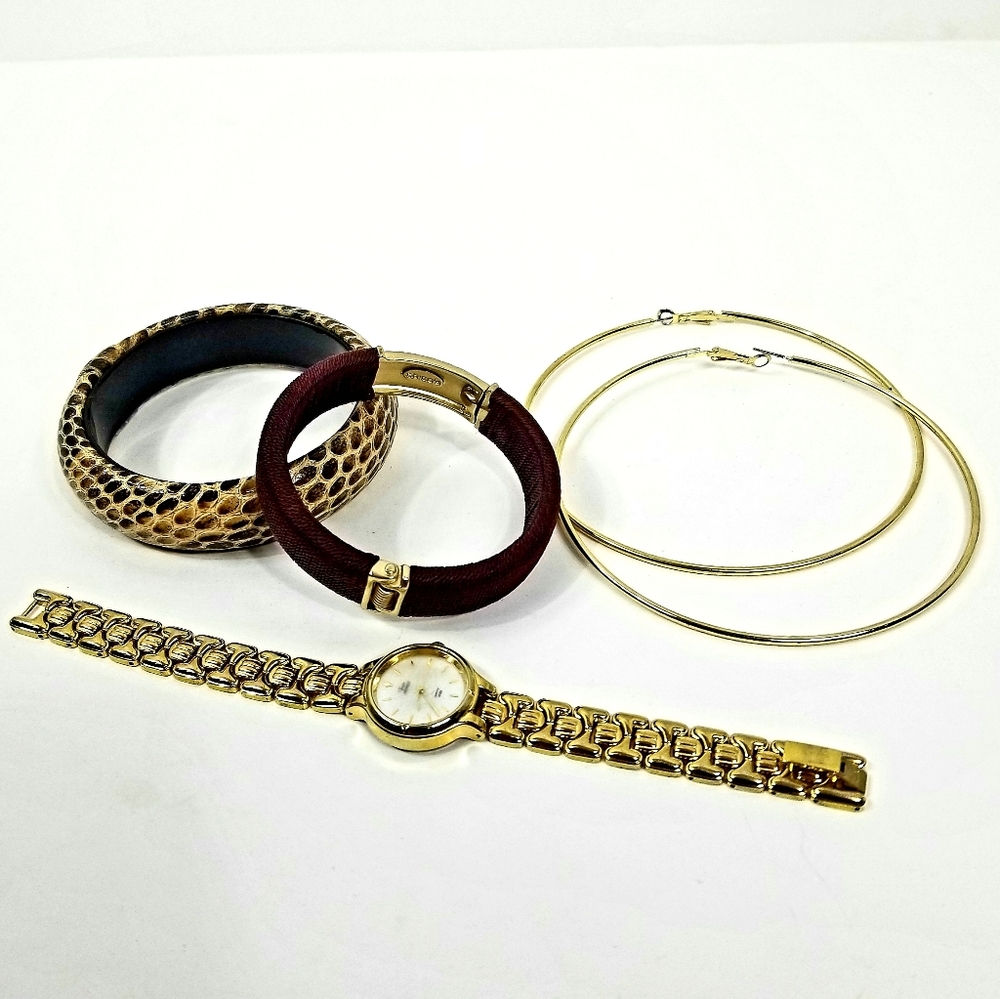 Timex watch, hoop earrings & bracelets Bundle